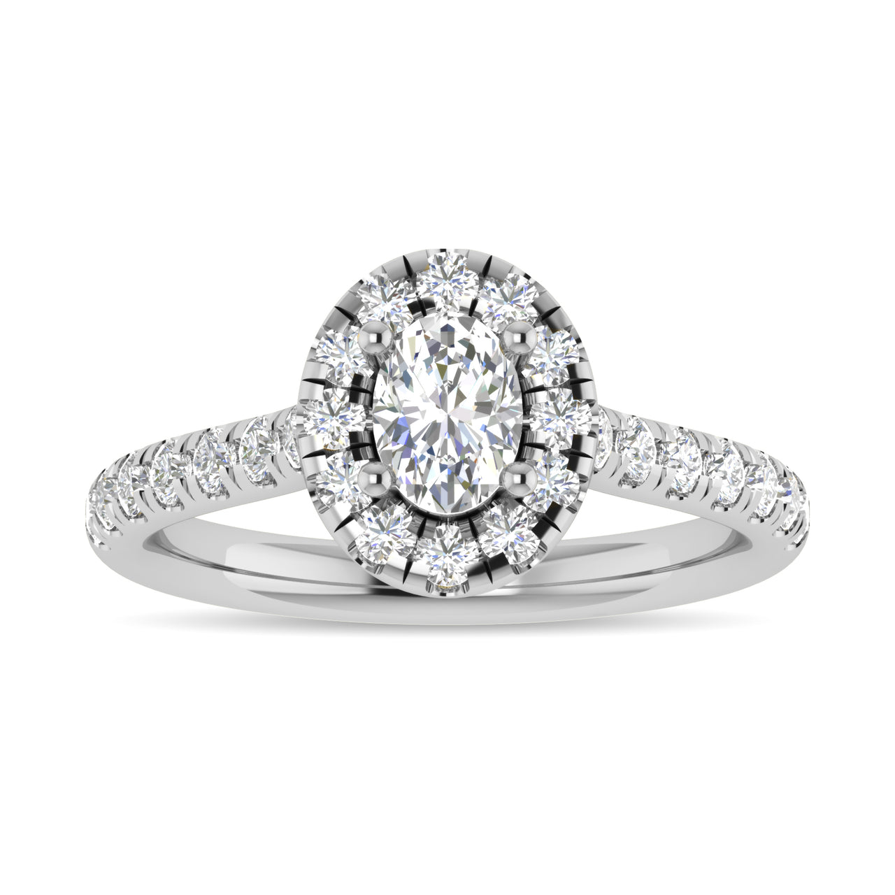 Diamond 1 Ct.Tw. Oval Shape Engagement Ring in 10K White Gold