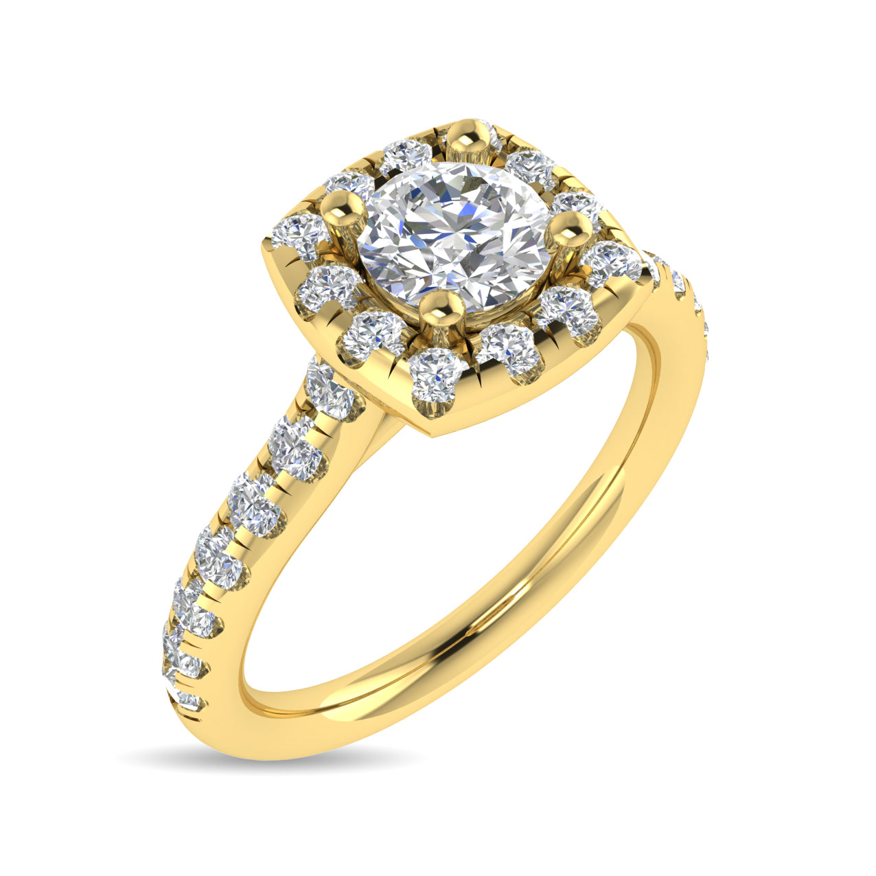 Diamond 1 Ct.Tw. Round Shape Engagement Ring in 14K Yellow Gold