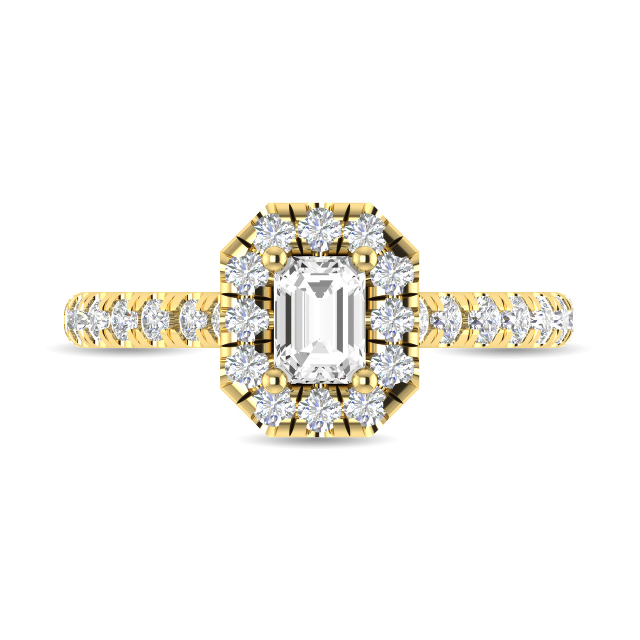 Diamond 1 Ct.Tw. Emerald Shape Engagement Ring in 10K Yellow Gold