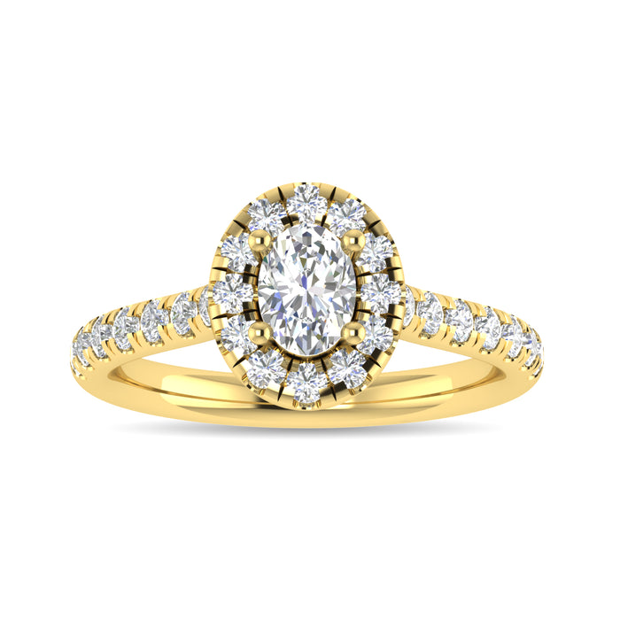 Diamond 1 Ct.Tw. Oval Shape Engagement Ring in 10K Yellow Gold