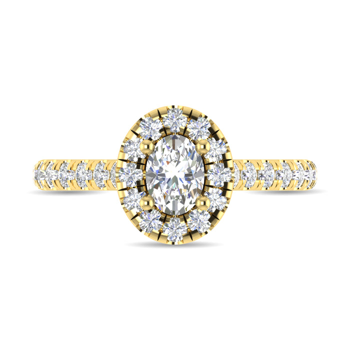Diamond 1 Ct.Tw. Oval Shape Engagement Ring in 10K Yellow Gold