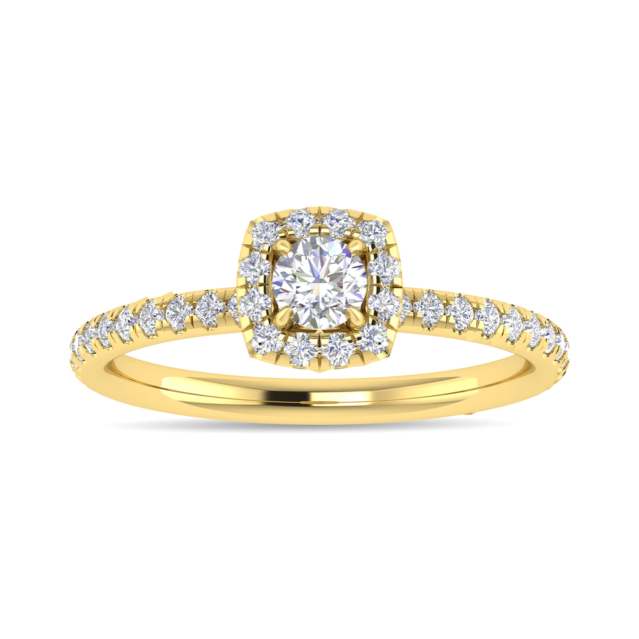 Diamond 3/4 Ct.Tw. Cushion Shape Engagement Ring in 10K Yellow Gold
