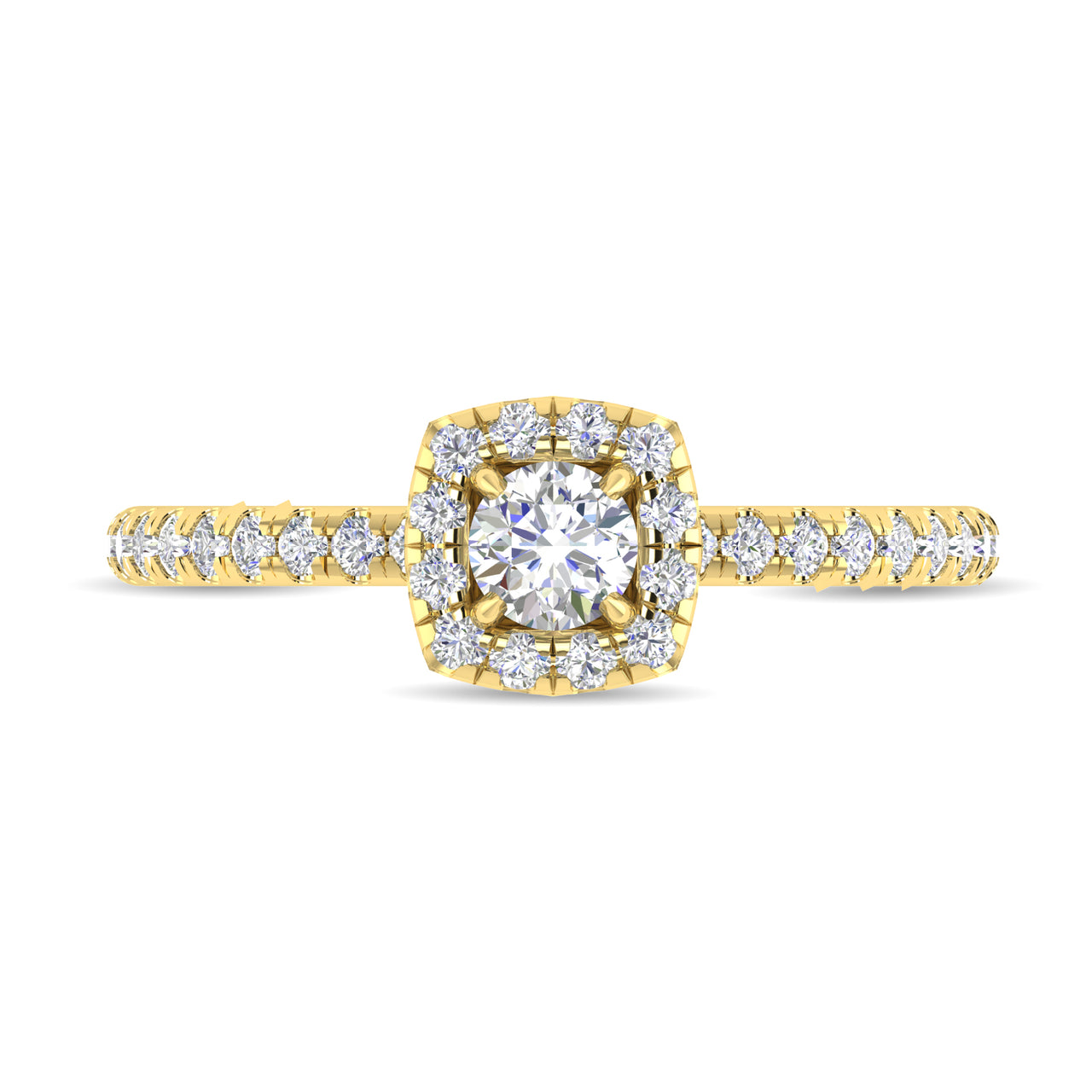 Diamond 3/4 Ct.Tw. Cushion Shape Engagement Ring in 10K Yellow Gold