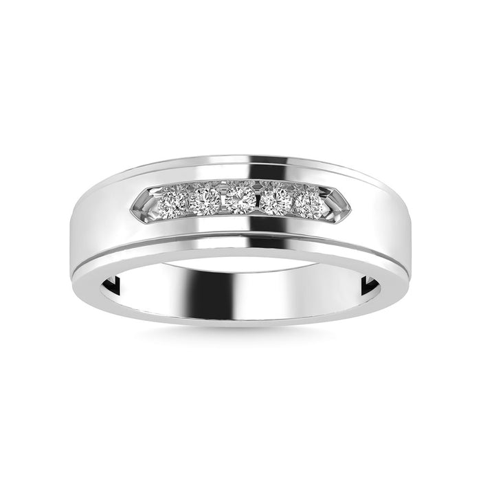 Diamond 1/4 Ct.Tw. Mens Wedding Band in 14K White Gold