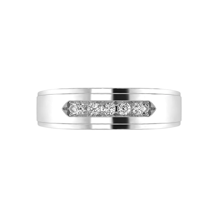 Diamond 1/4 Ct.Tw. Mens Wedding Band in 14K White Gold