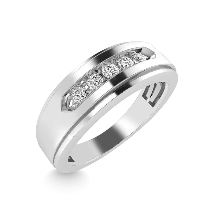 Diamond 1/4 Ct.Tw. Mens Wedding Band in 14K White Gold