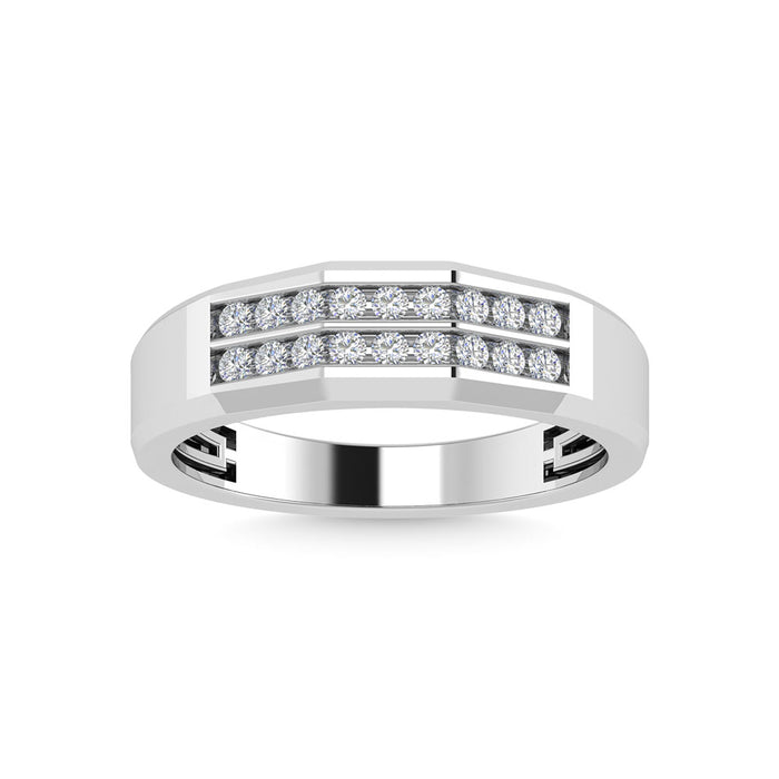 Diamond 1/4 Ct.Tw. Mens Wedding Band in 10K White Gold