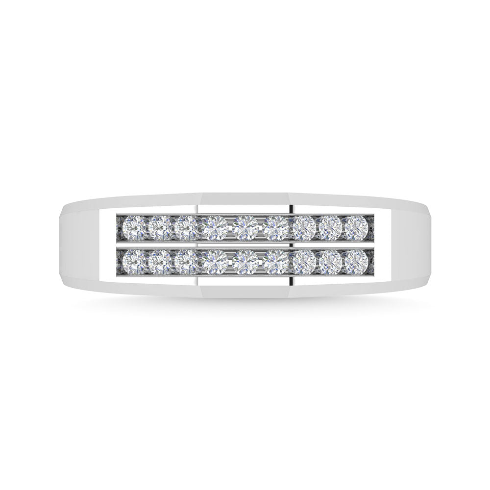 Diamond 1/4 Ct.Tw. Mens Wedding Band in 10K White Gold