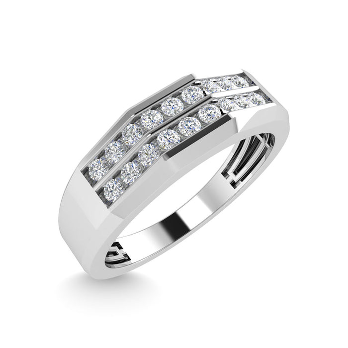 Diamond 1/4 Ct.Tw. Mens Wedding Band in 10K White Gold