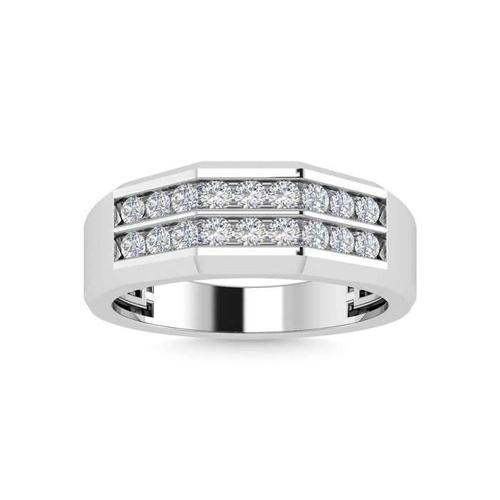 Diamond 1/2 Ct.Tw.Mens Wedding Band in 10K White Gold