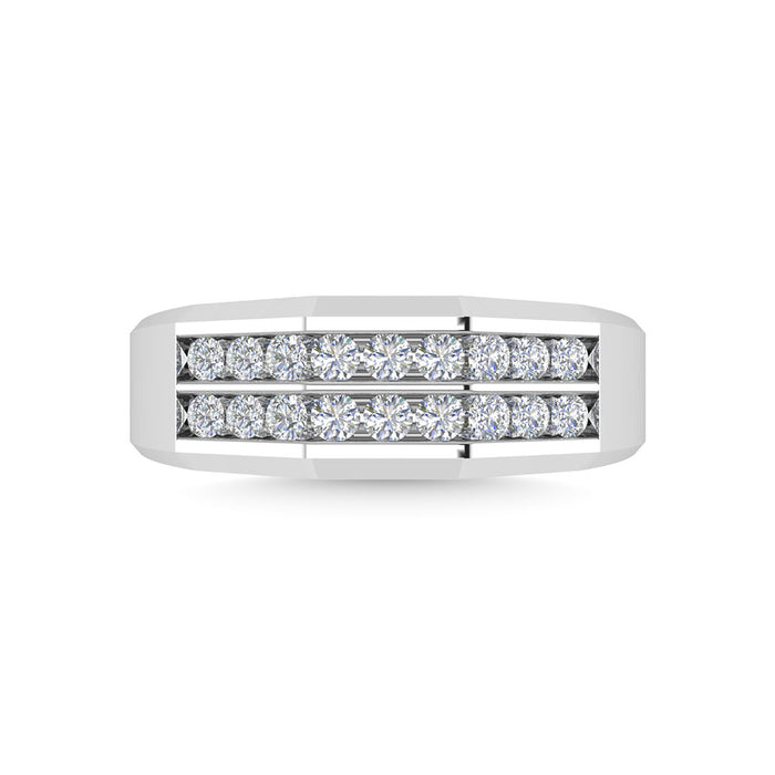 Diamond 1/2 Ct.Tw.Mens Wedding Band in 10K White Gold