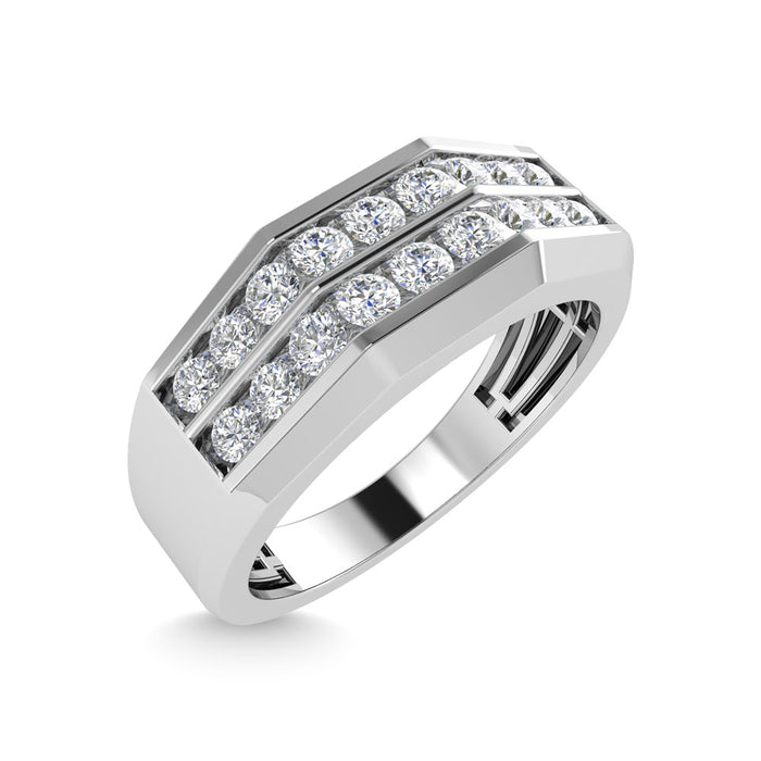 Diamond 1/2 Ct.Tw.Mens Wedding Band in 10K White Gold