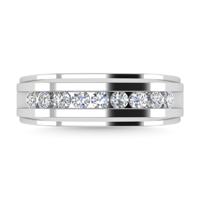 Diamond 1/2 Ct.Tw.Mens Wedding Band in 10K White Gold