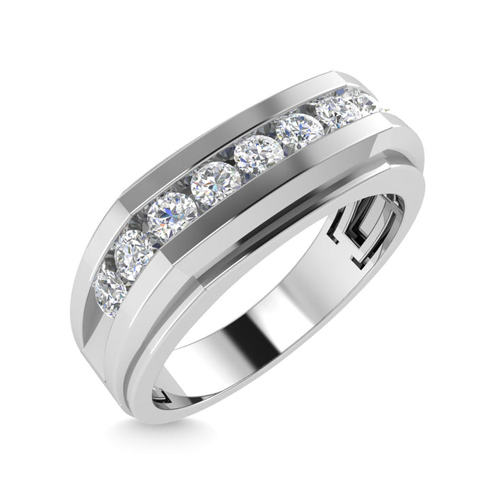 Diamond 1/2 Ct.Tw.Mens Wedding Band in 10K White Gold