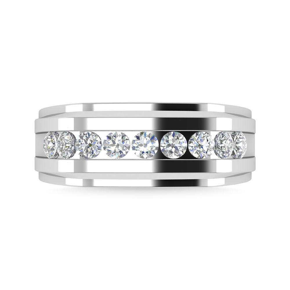 Diamond 1 Ct.Tw.Mens Wedding Band in 14K White Gold