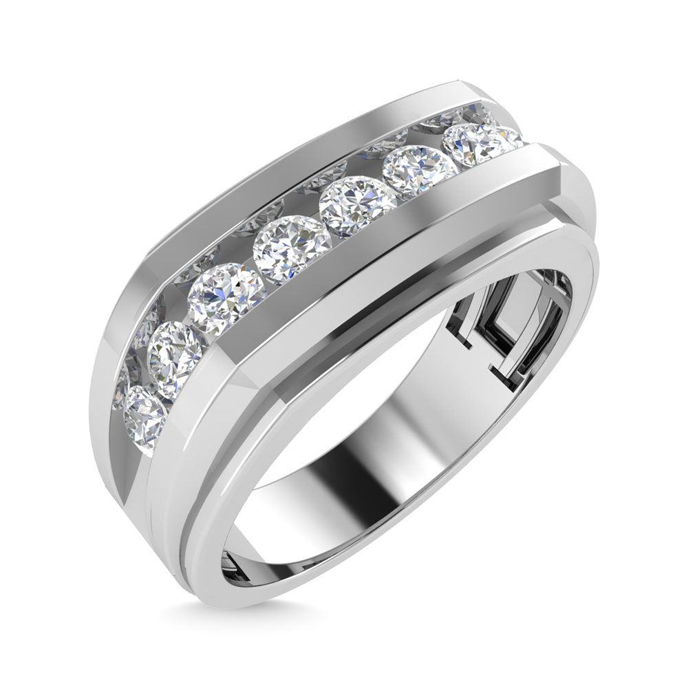 Diamond 1 Ct.Tw.Mens Wedding Band in 14K White Gold