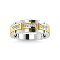 Thumbnail for Diamond 1/4 Ct.Tw.Mens Wedding Band in 14K Two Tone Gold