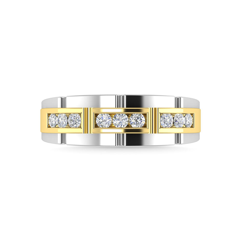 Diamond 1/4 Ct.Tw.Mens Wedding Band in 14K Two Tone Gold