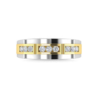 Thumbnail for Diamond 1/4 Ct.Tw.Mens Wedding Band in 14K Two Tone Gold