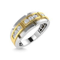 Thumbnail for Diamond 1/4 Ct.Tw.Mens Wedding Band in 14K Two Tone Gold