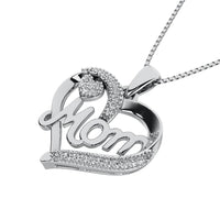 Thumbnail for Sterling Silver 1/20 Ct.Tw. Diamond Heart MOM Pendant