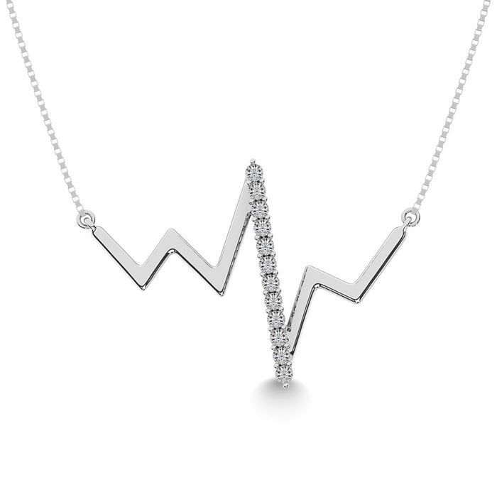 Diamond 1/50 Ct.Tw. Heartbeat Necklace in Sterling Silver