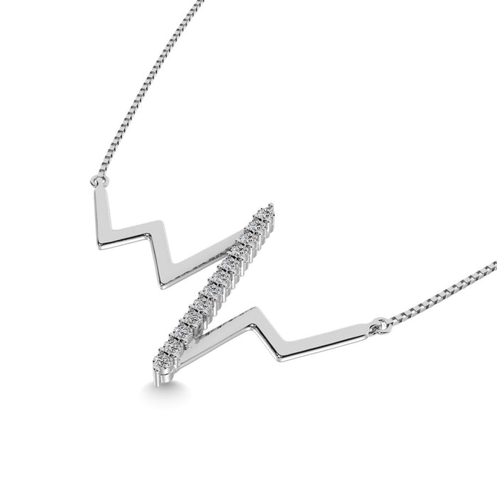 Diamond 1/50 Ct.Tw. Heartbeat Necklace in Sterling Silver