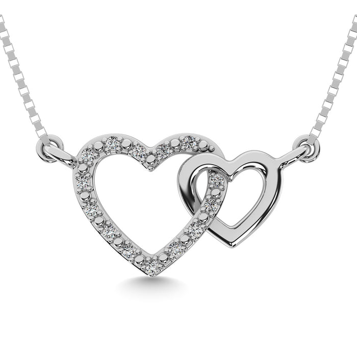 Diamond 1/20 Ct.Tw. Double Heart Pendant in Sterling Silver