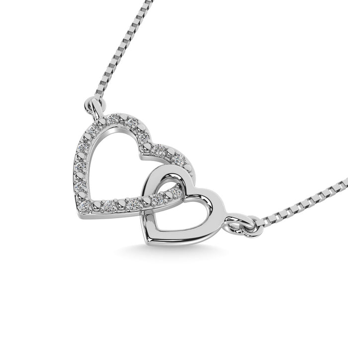 Diamond 1/20 Ct.Tw. Double Heart Pendant in Sterling Silver