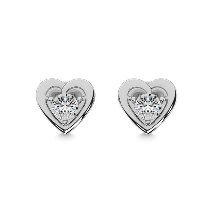 Diamond 1/50 Ct.Tw. Heart Earrings in Sterling Silver