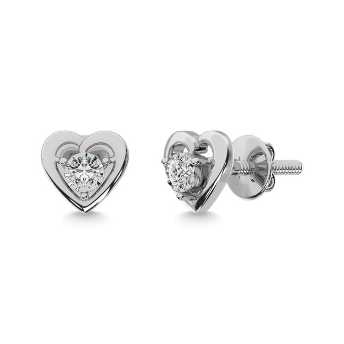 Diamond 1/50 Ct.Tw. Heart Earrings in Sterling Silver