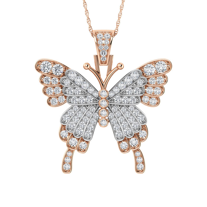 Diamond 3/8 Ct.Tw. Butterfly Pendant in 10K Two Tone