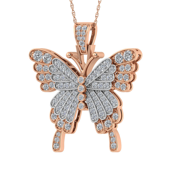 Diamond 5/8 Ct.Tw. Butterfly Pendant in 10K Two Tone