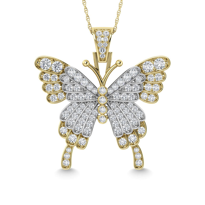 Diamond  5/8 Ct.Tw. Butterfly Pendant in 10K Two Tone