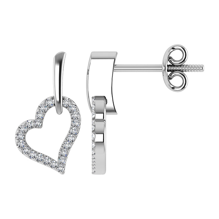 10K White Gold 1/5 Ct.Tw. Diamond Heart Earrings