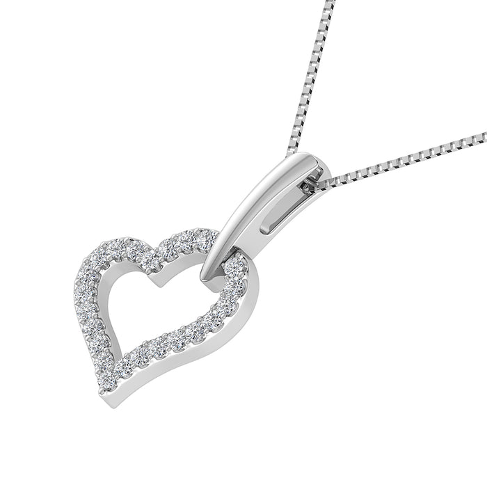 10K White Gold 1/10 Ct.Tw. Diamond Heart Pendant