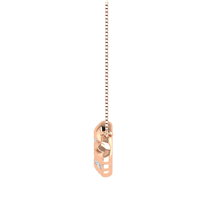 10K Rose Gold 1/20 Ct.Tw. Diamond Cuban Style Necklace