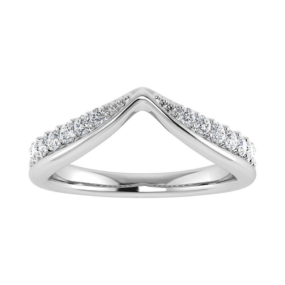 14K White Gold 1/10 Ct.Tw. Diamond Chevron Band
