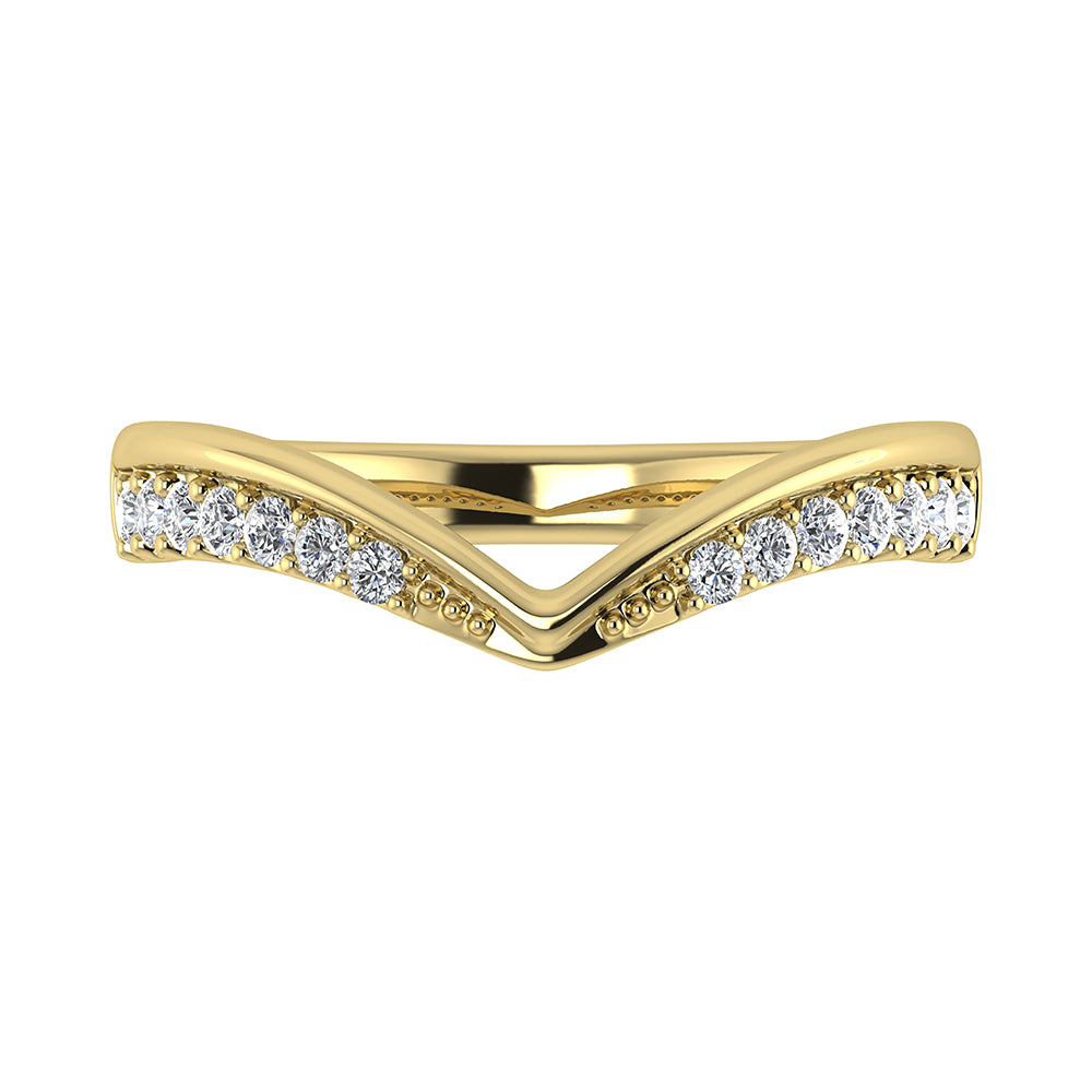 14K Yellow Gold 1/10 Ct.Tw. Diamond Chevron Band
