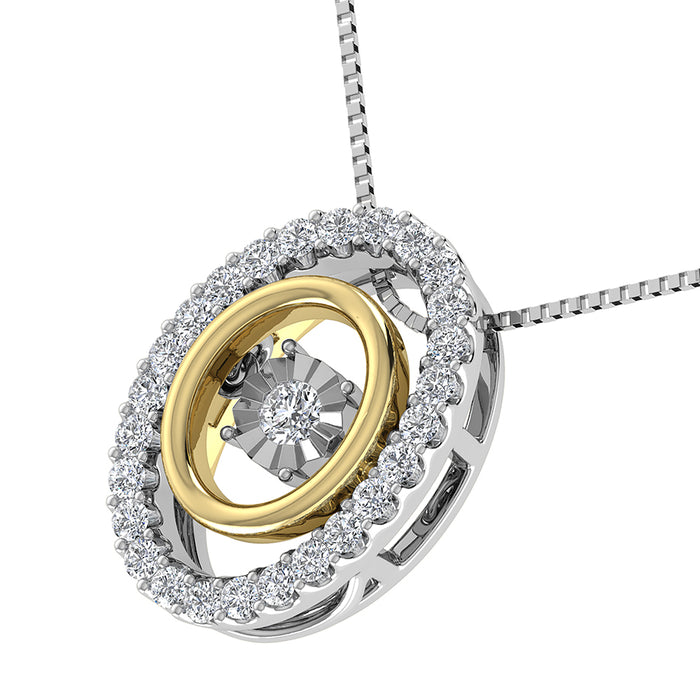 10K Two Tone 1/5 Ct Ct.Tw. Diamond Oval Shape Shimmering Pendant