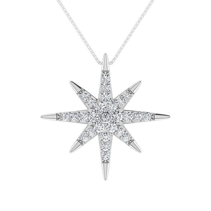 10K White Gold 1/5 Ct.Tw. Diamond Star Pendant