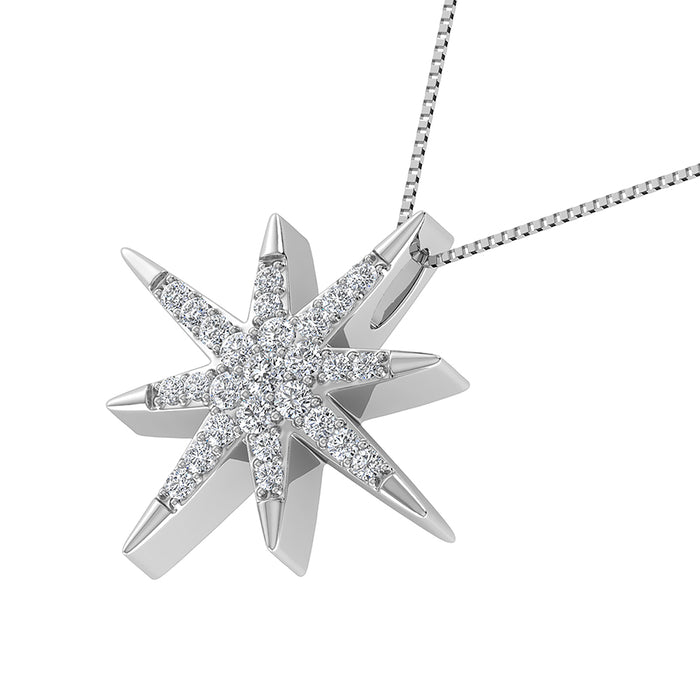 10K White Gold 1/5 Ct.Tw. Diamond Star Pendant