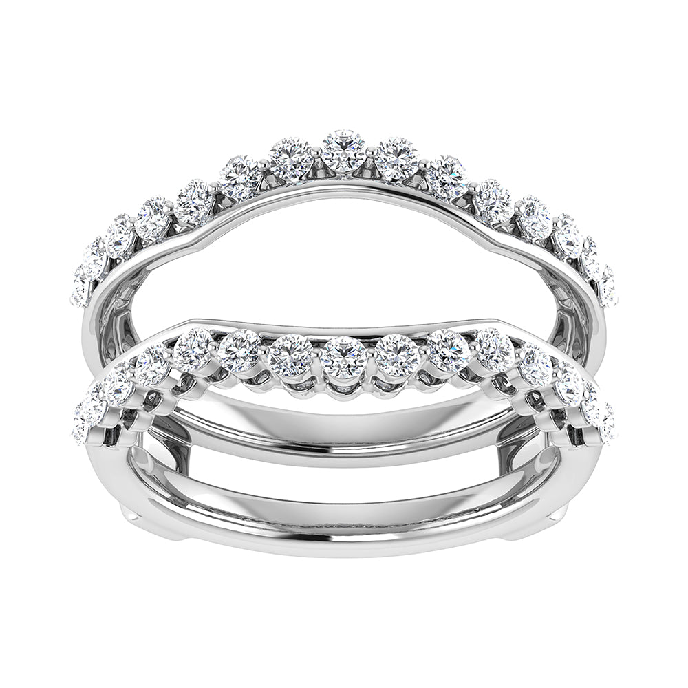 14K White Gold 1/2 Ct.Tw. Diamond Chevron Guard Ring