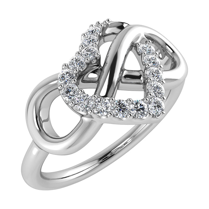 10K White Gold 1/6 Ct.Tw. Diamond Heart & Infinity Ring