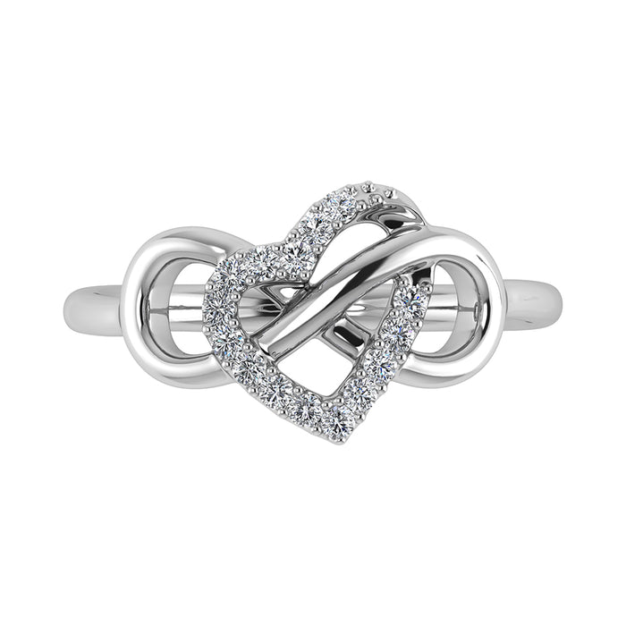 10K White Gold 1/6 Ct.Tw. Diamond Heart & Infinity Ring