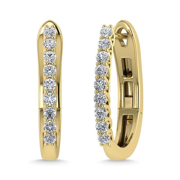 Diamond 1/4 Ct.Tw. Hoop Earrings in 14K Yellow Gold