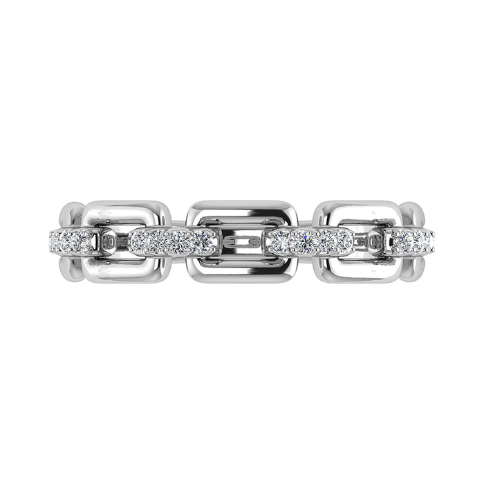 10K White Gold 1/8 Ct.Tw. Diamond Cuban Link Fashion Ring