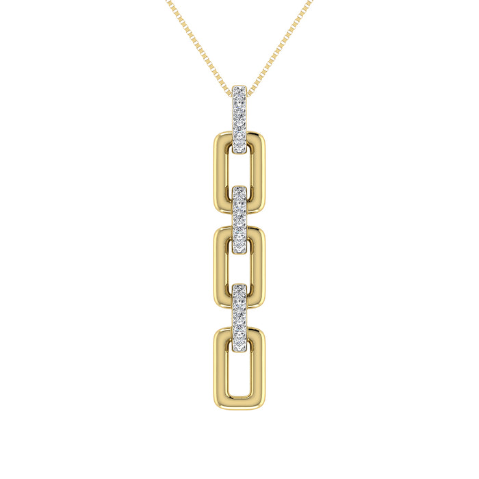 10K Yellow Gold 1/8 Ct.Tw. Diamond Cuban Link Pendant