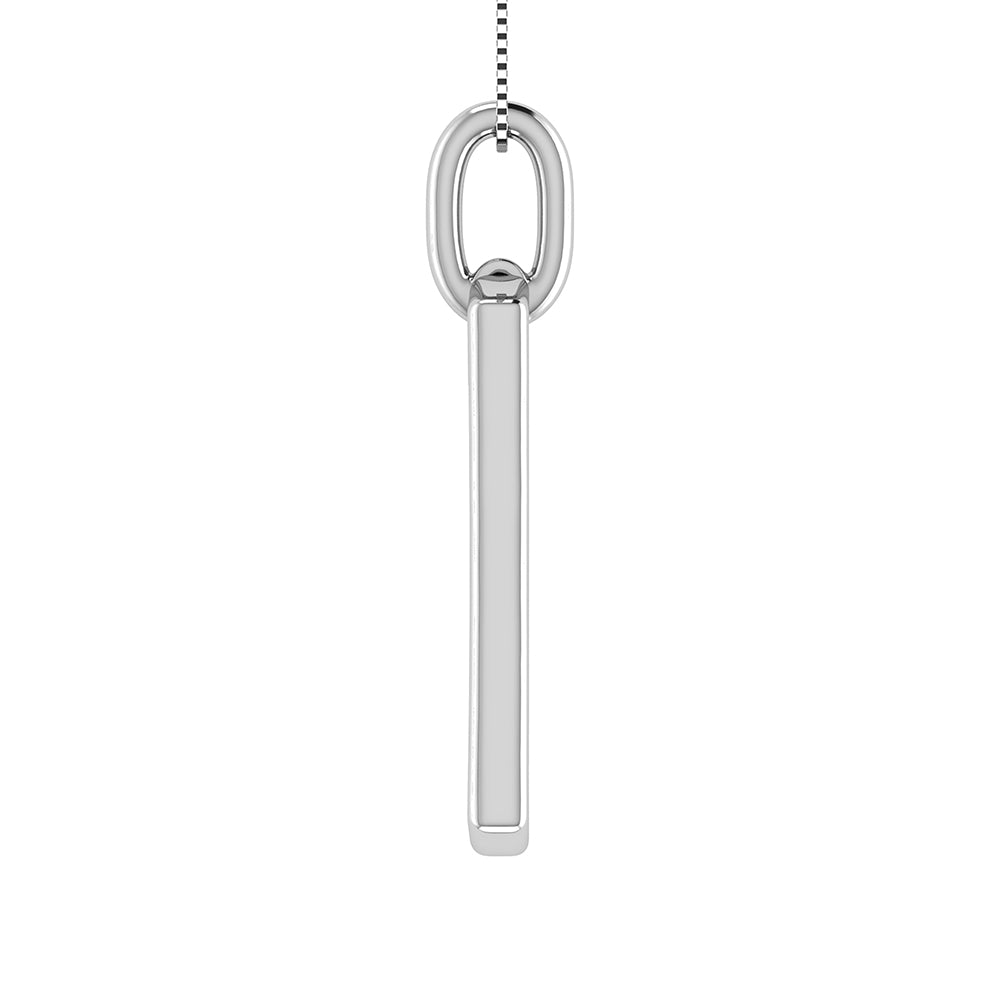 10K White Gold 1/6 Ct.Tw. Round Diamond Paper Clip Pendant