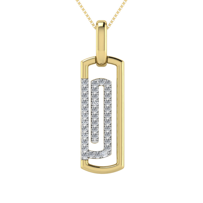 Diamond 1/6 Ct.Tw. Paper Clip Pendant in 10K Yellow Gold